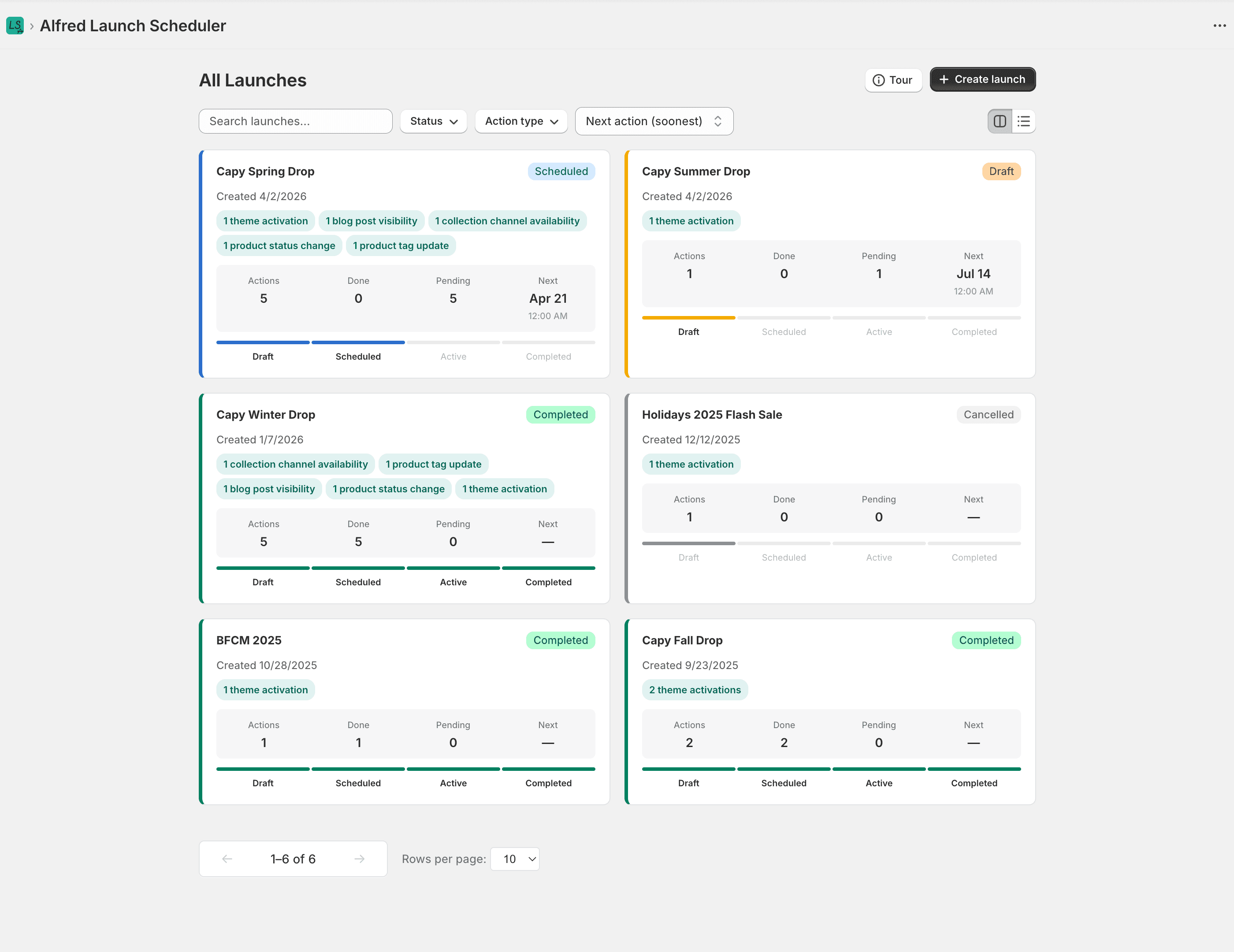 Alfred Launch Scheduler — manage all your launches in one place